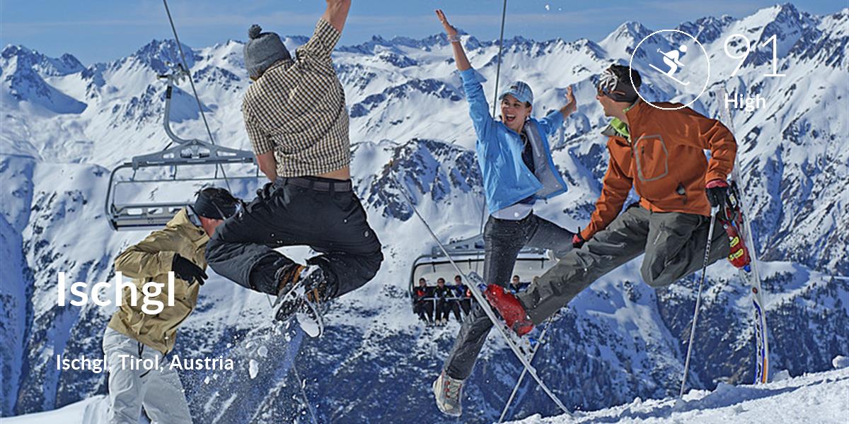 Skiing comfort level is 91 in Ischgl