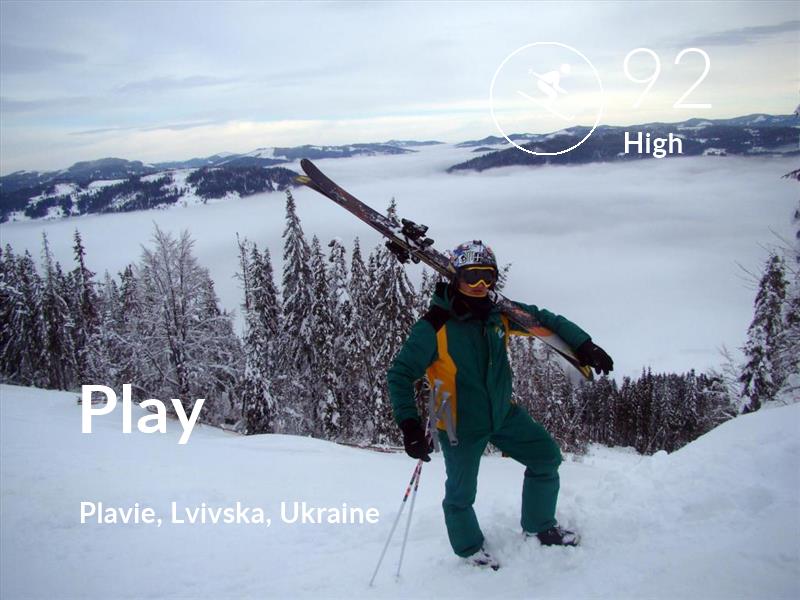 Skiing comfort level is 92 in Play