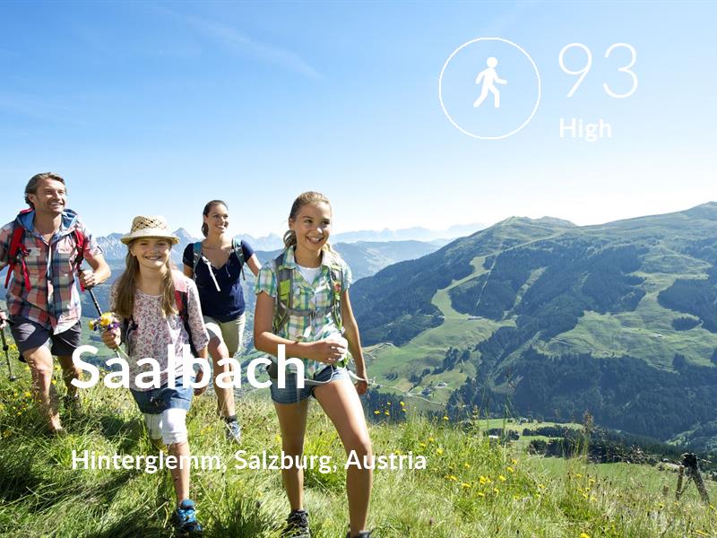Walking comfort level is 93 in Saalbach 