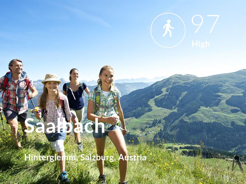Walking comfort level is 97 in Saalbach 