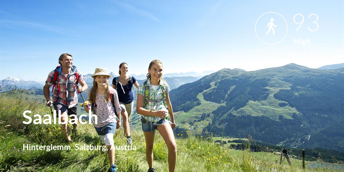 Walking comfort level is 93 in Saalbach 