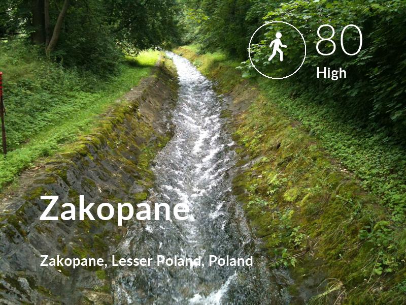 Walking comfort level is 80 in Zakopane