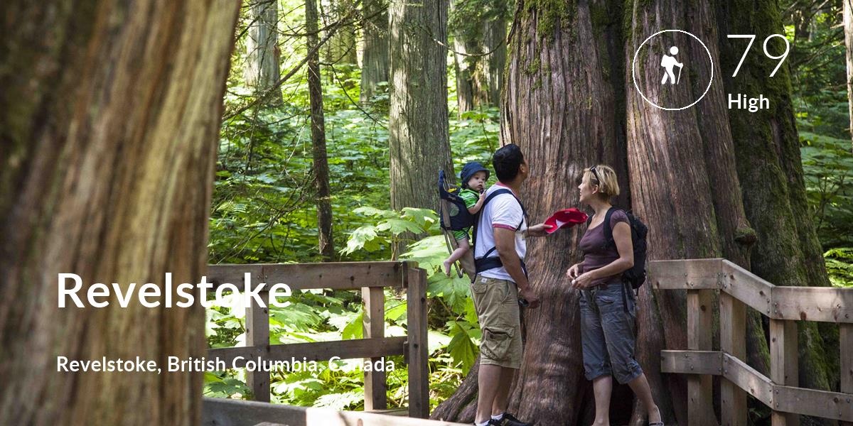 Hiking comfort level is 79 in Revelstoke