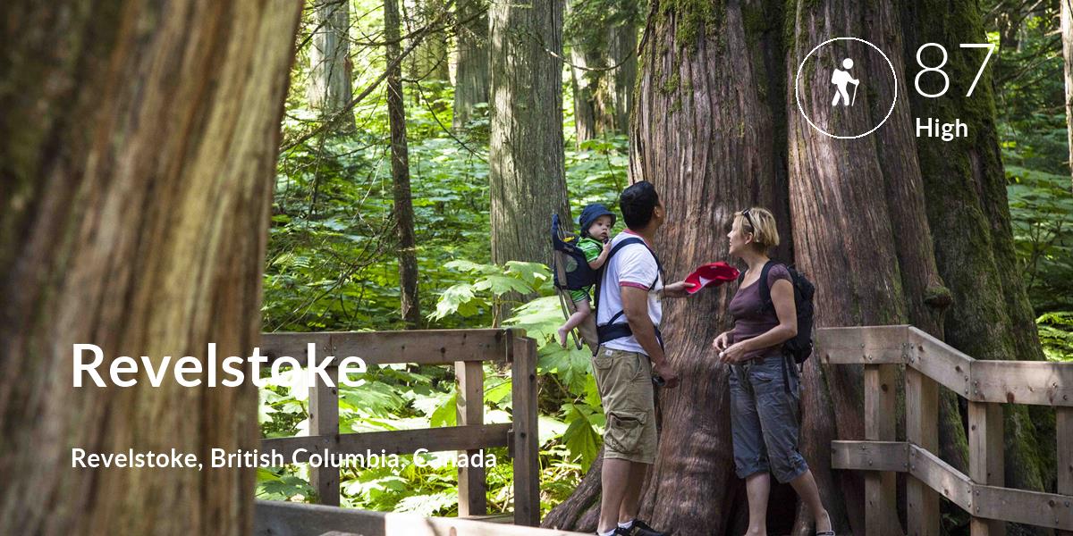 Hiking comfort level is 87 in Revelstoke