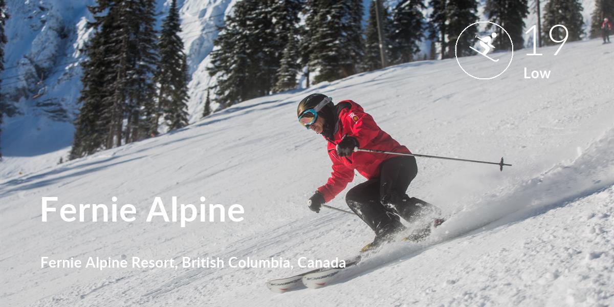 Skiing comfort level is 19 in Fernie Alpine