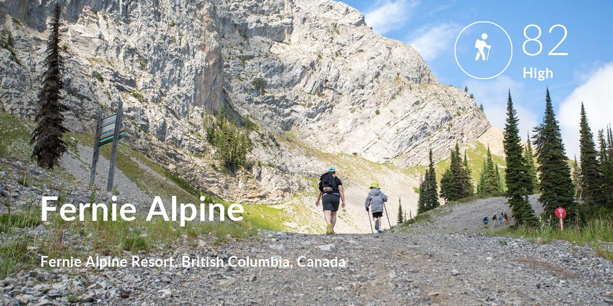Hiking comfort level is 82 in Fernie Alpine