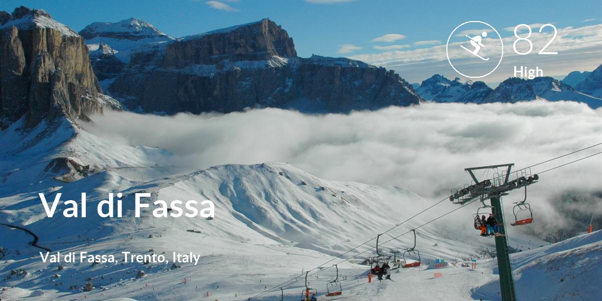 Skiing comfort level is 82 in Val di Fassa