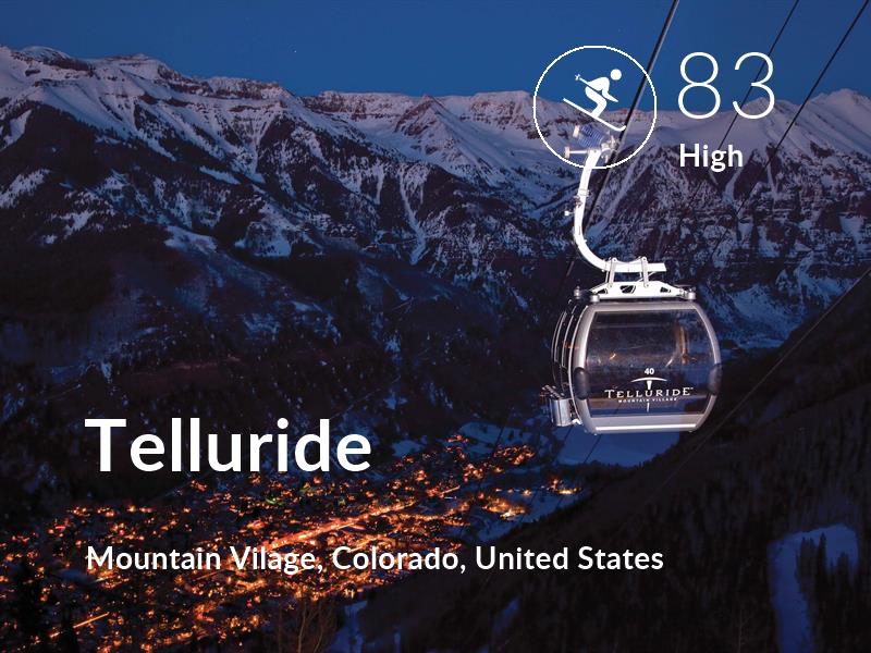 Skiing comfort level is 83 in Telluride