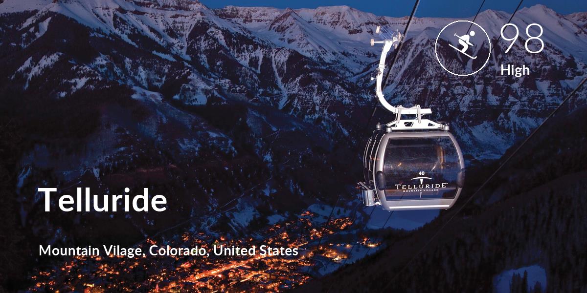 Skiing comfort level is 98 in Telluride