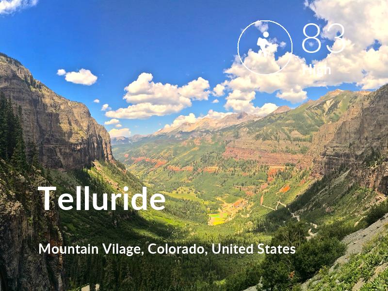 Hiking comfort level is 83 in Telluride