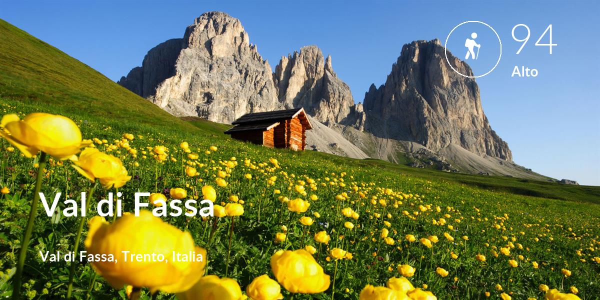 Senderismo comfort level is 94 in Val di Fassa
