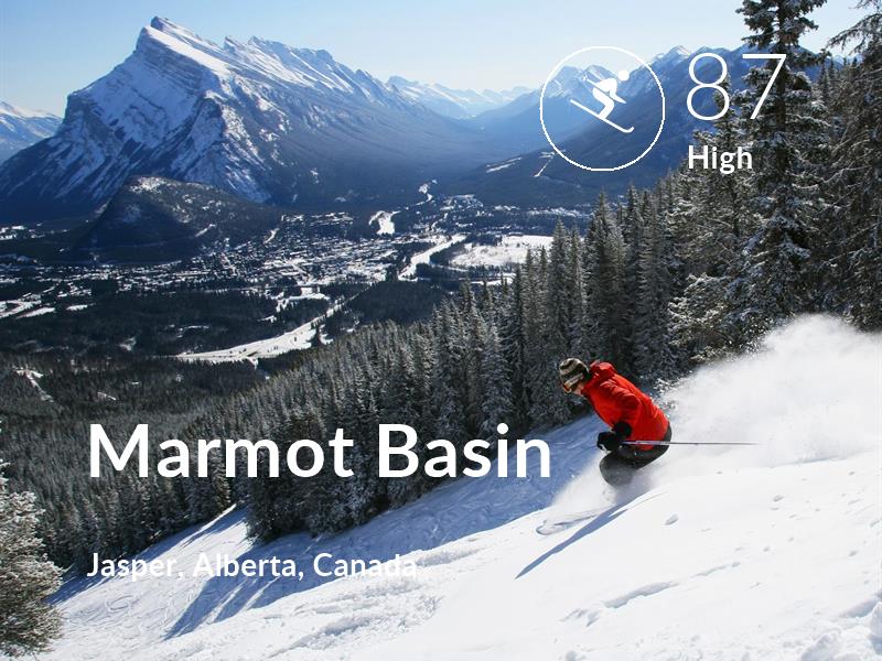 Skiing  comfort level is 87 in Marmot Basin