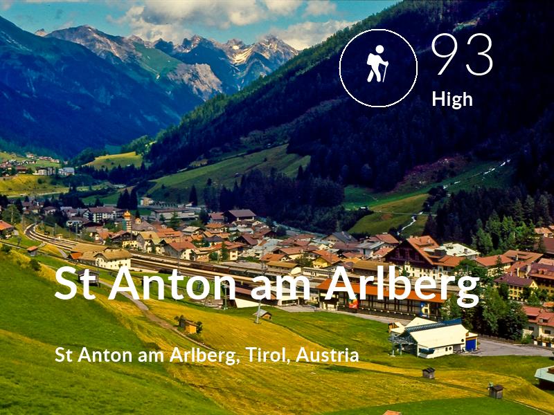 Hiking comfort level is 93 in St Anton am Arlberg