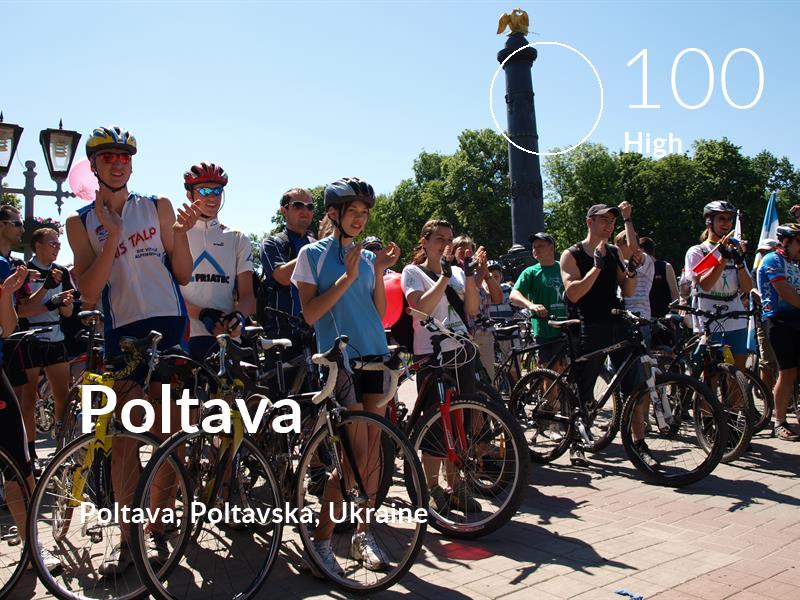 Cycling comfort level is 100 in Poltava