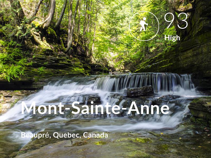 Hiking comfort level is 93 in Mont-Sainte-Anne