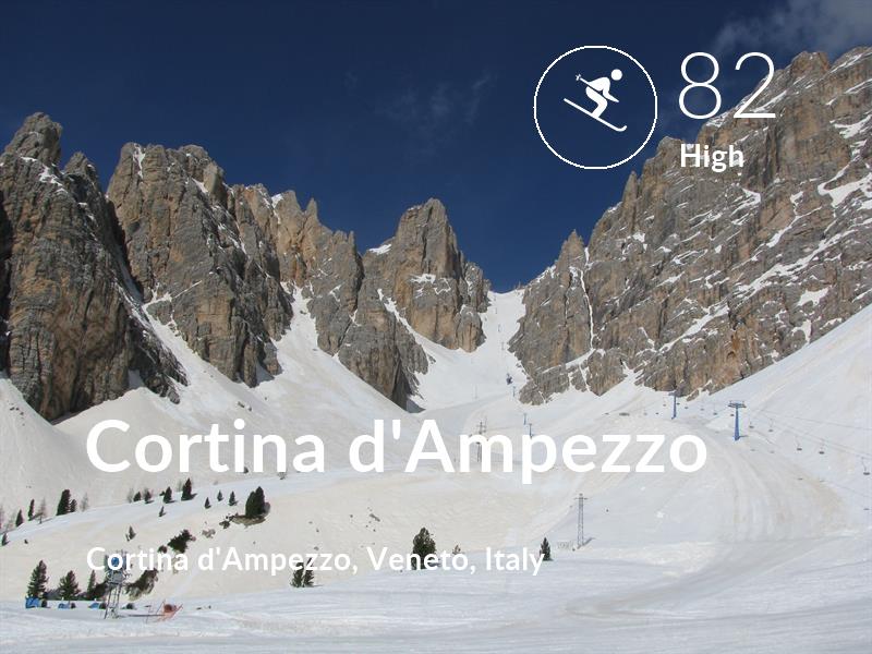 Skiing comfort level is 82 in Cortina d'Ampezzo