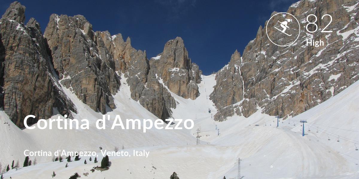 Skiing comfort level is 82 in Cortina d'Ampezzo