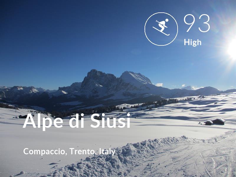 Skiing comfort level is 93 in Alpe di Siusi