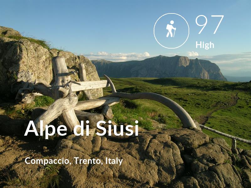 Hiking comfort level is 97 in Alpe di Siusi
