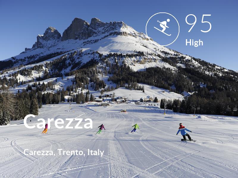Skiing comfort level is 95 in Carezza
