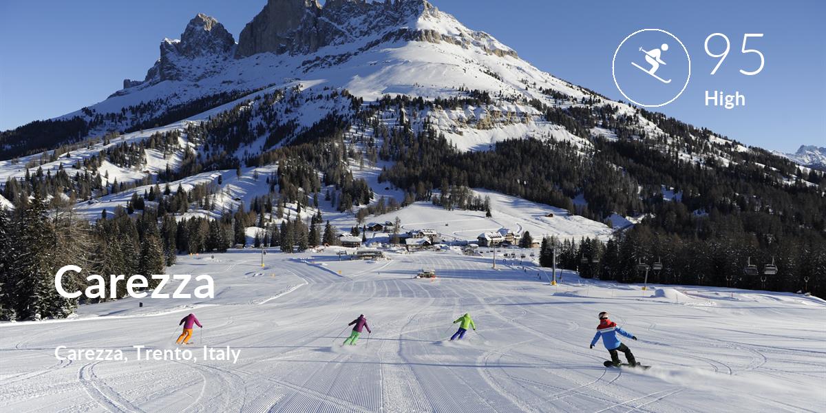 Skiing comfort level is 95 in Carezza
