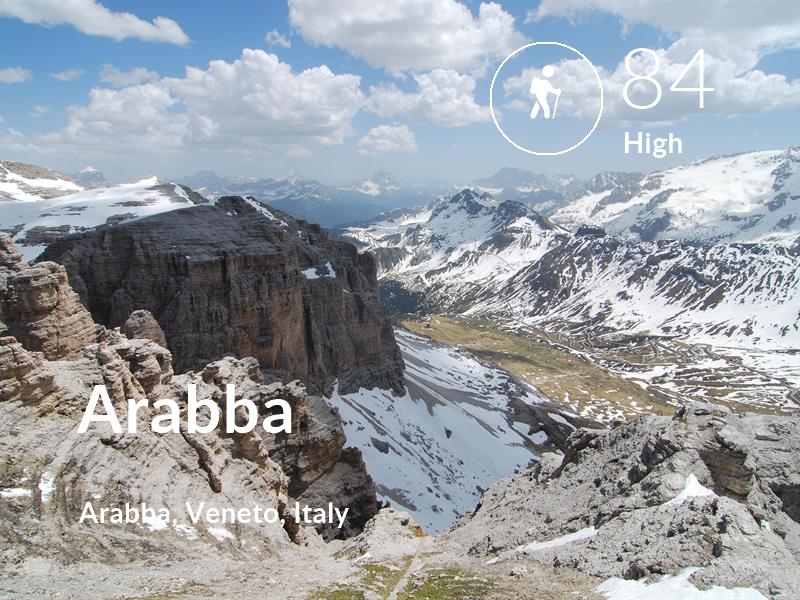 Hiking comfort level is 84 in Arabba