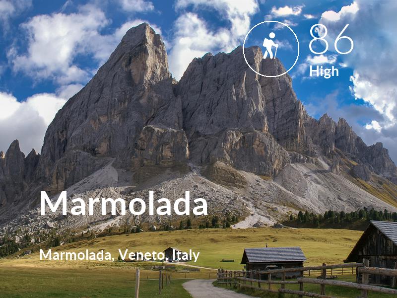 Hiking comfort level is 86 in Marmolada