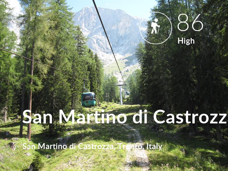 Hiking comfort level is 86 in San Martino di Castrozza