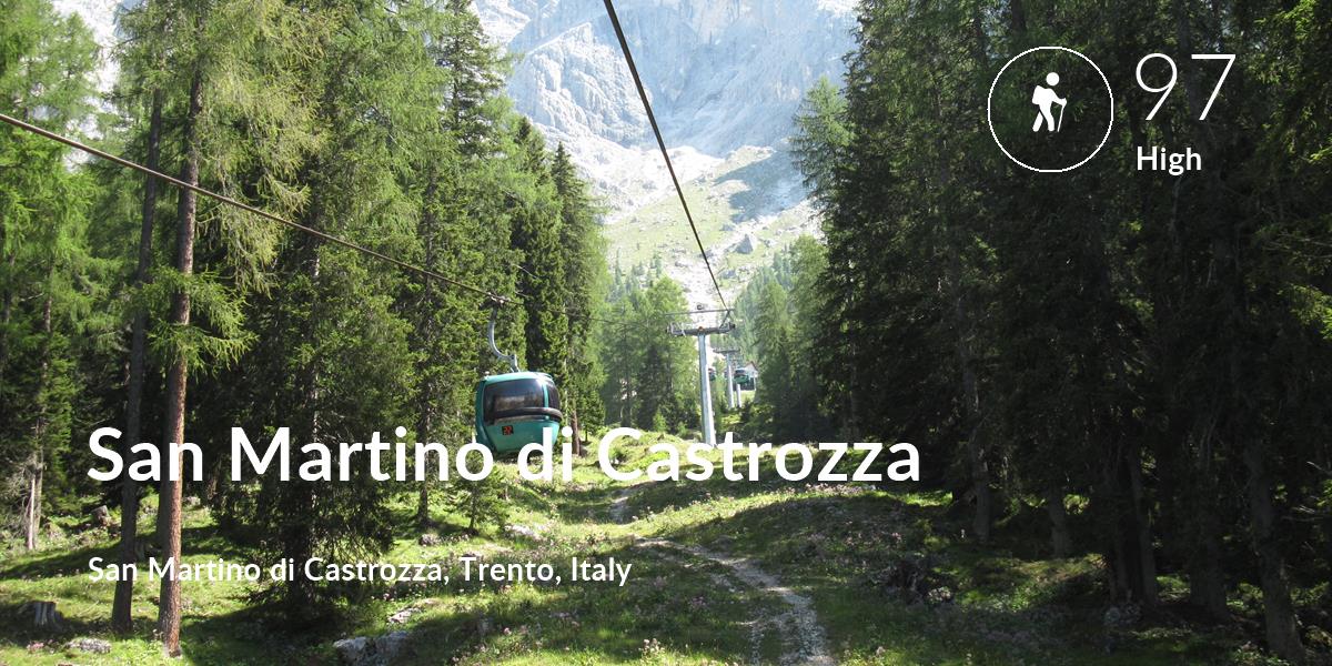 Hiking comfort level is 97 in San Martino di Castrozza