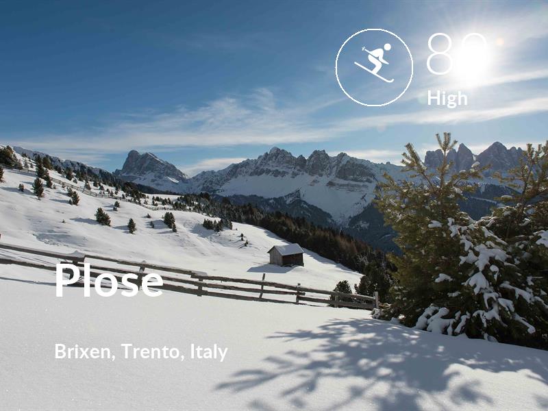 Skiing comfort level is 89 in Plose