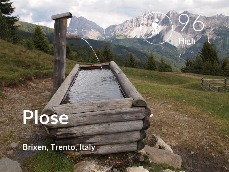 Hiking comfort level is 96 in Plose