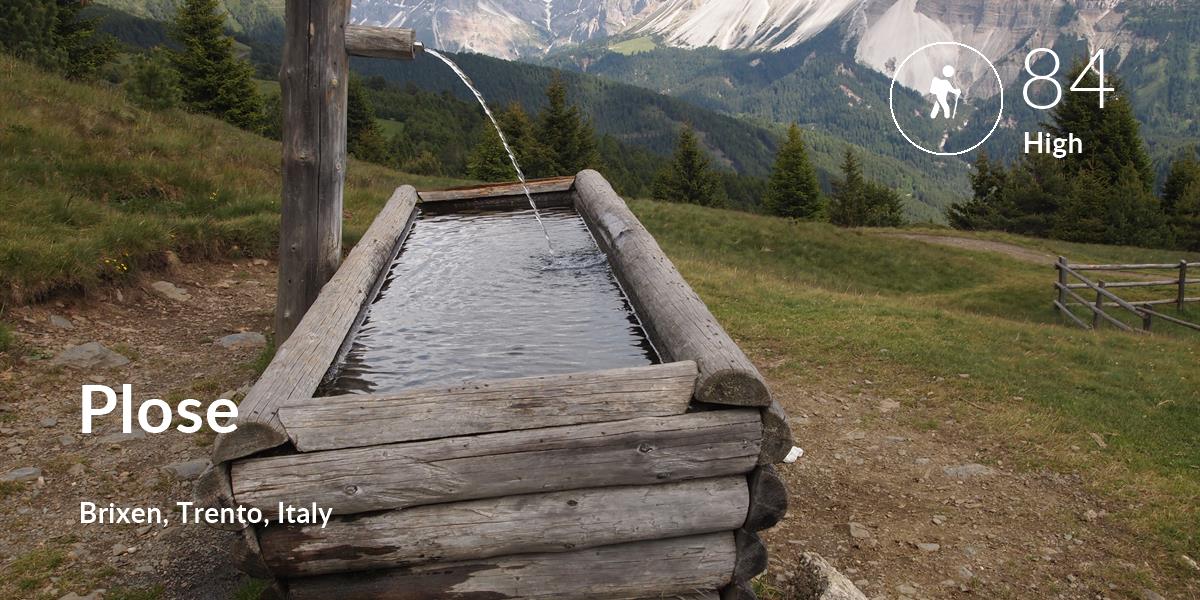 Hiking comfort level is 84 in Plose