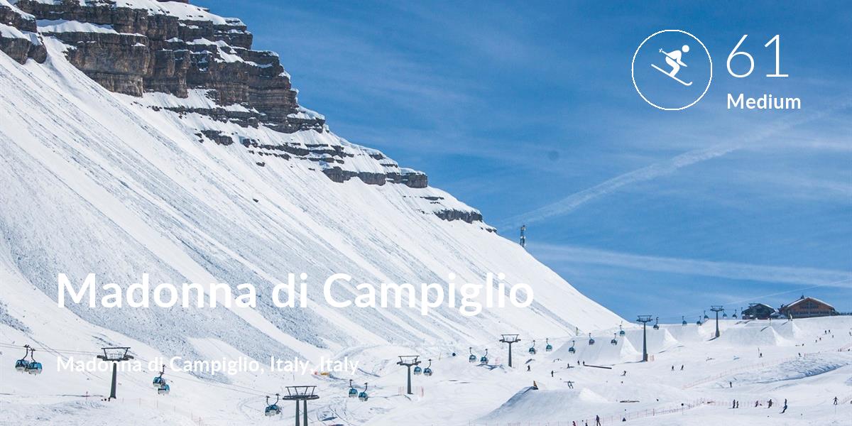 Skiing comfort level is 61 in Madonna di Campiglio