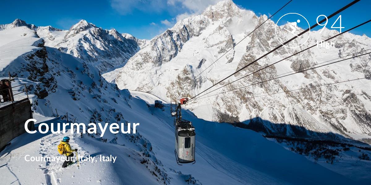 Skiing comfort level is 94 in Courmayeur