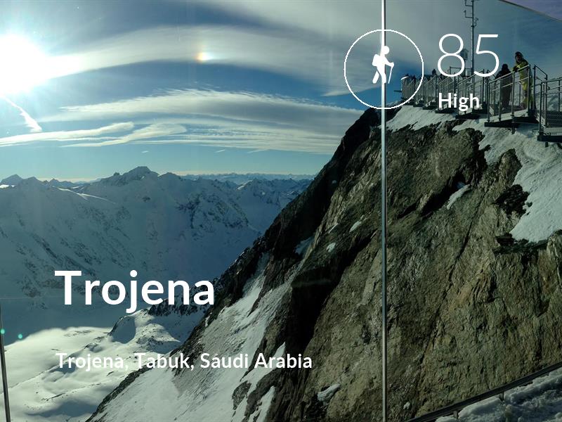 Hiking comfort level is 85 in Trojena