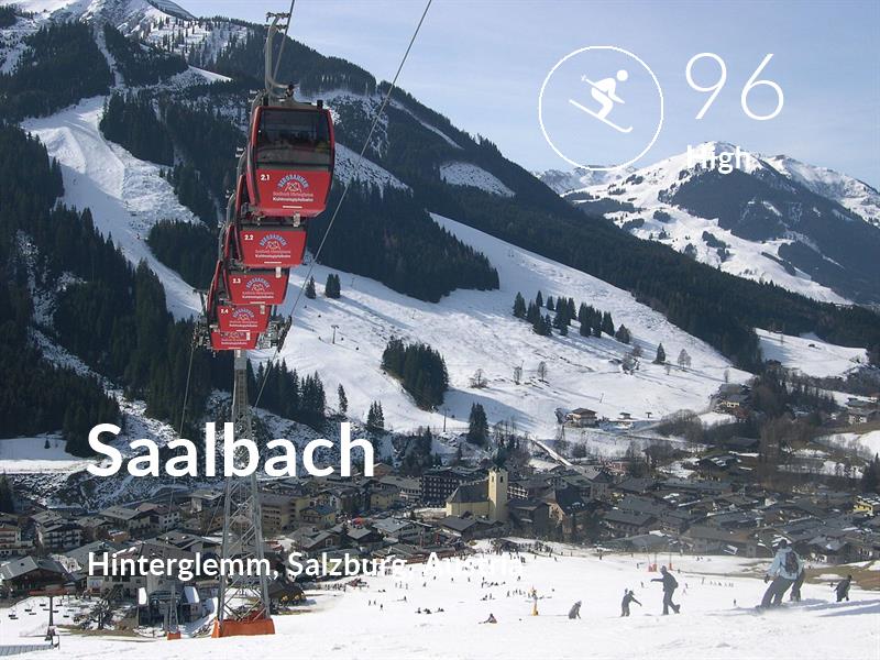 Skiing comfort level is 96 in Saalbach 