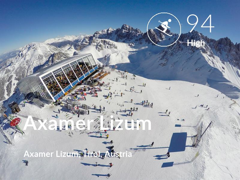 Skiing comfort level is 94 in Axamer Lizum