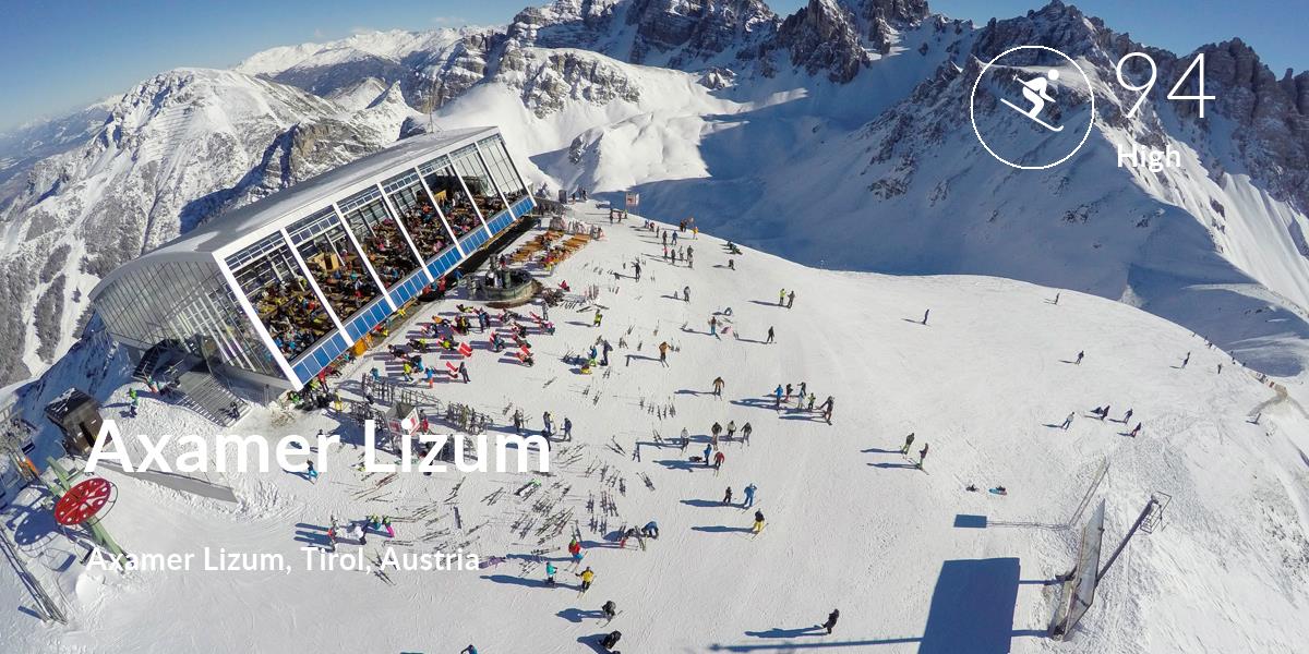 Skiing comfort level is 94 in Axamer Lizum