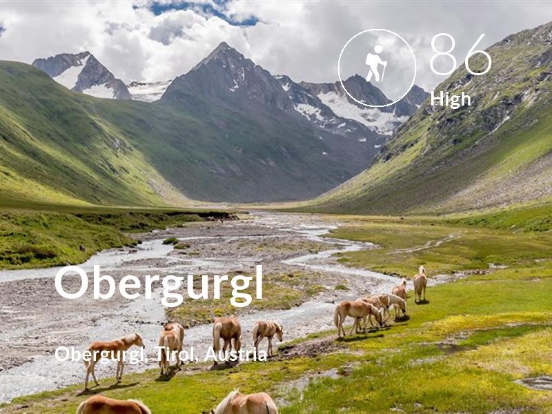 Hiking comfort level is 86 in Obergurgl