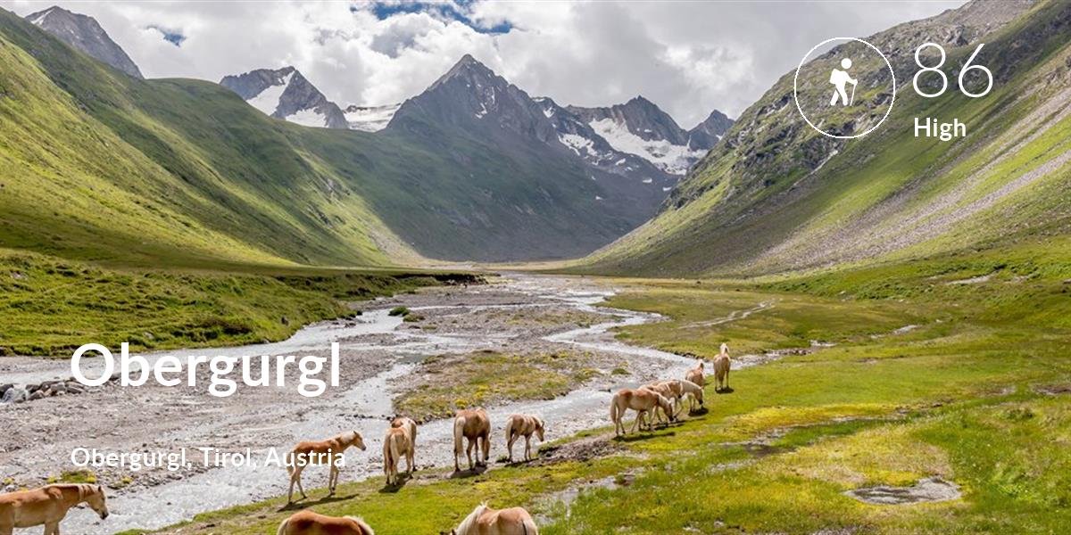 Hiking comfort level is 86 in Obergurgl
