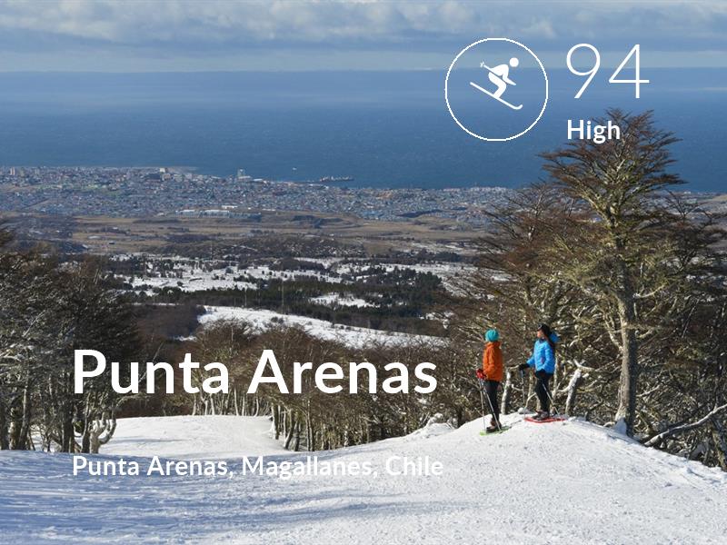 Skiing comfort level is 94 in Punta Arenas