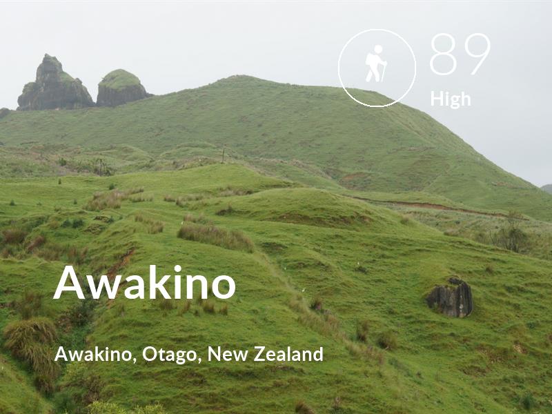 Hiking comfort level is 89 in Awakino