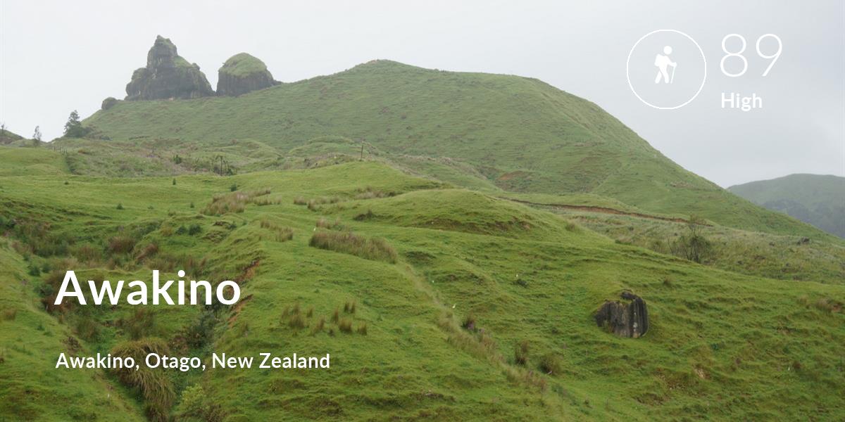 Hiking comfort level is 89 in Awakino