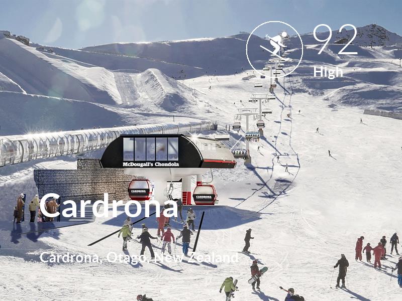 Skiing comfort level is 92 in Cardrona