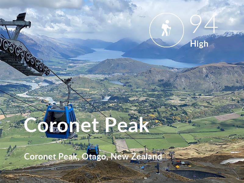 Hiking comfort level is 94 in Coronet Peak