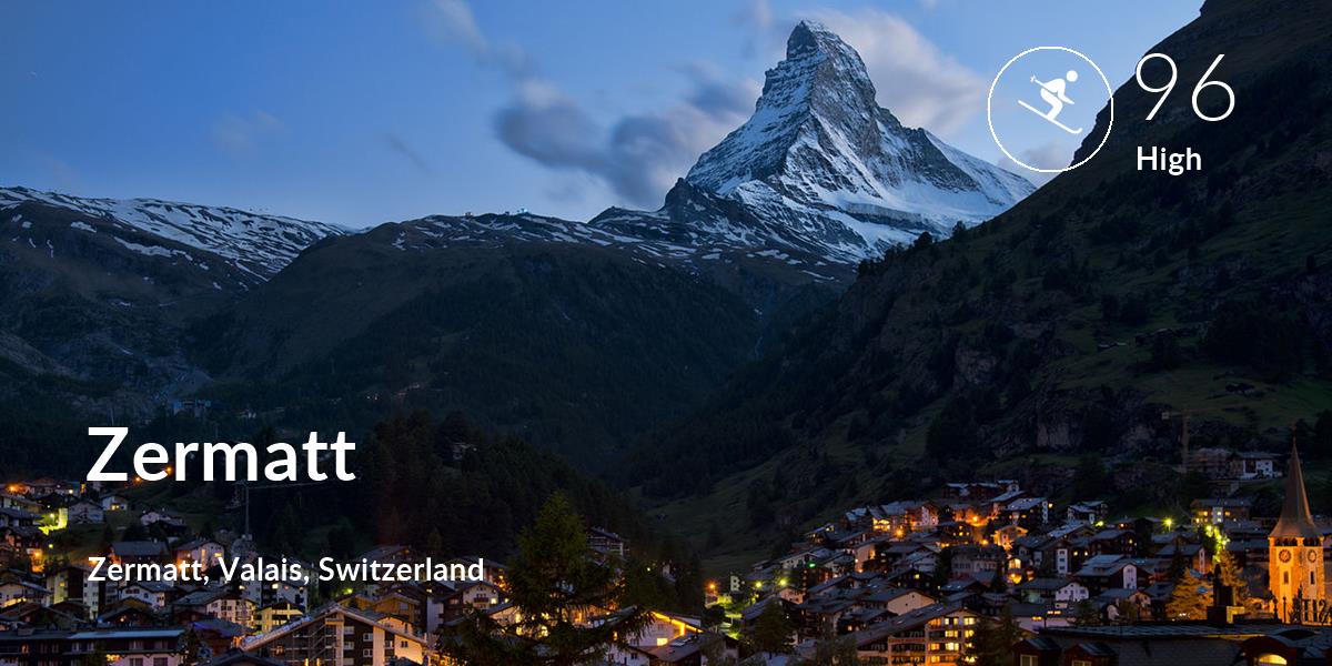 Skiing comfort level is 96 in Zermatt