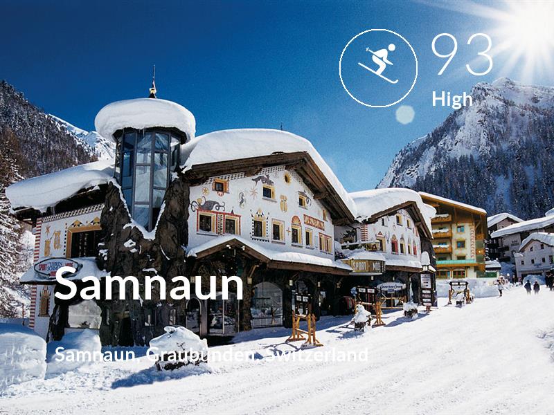 Skiing comfort level is 93 in Samnaun