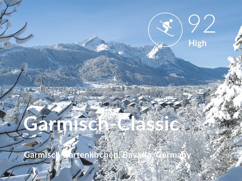 Skiing comfort level is 92 in Garmisch-Classic
