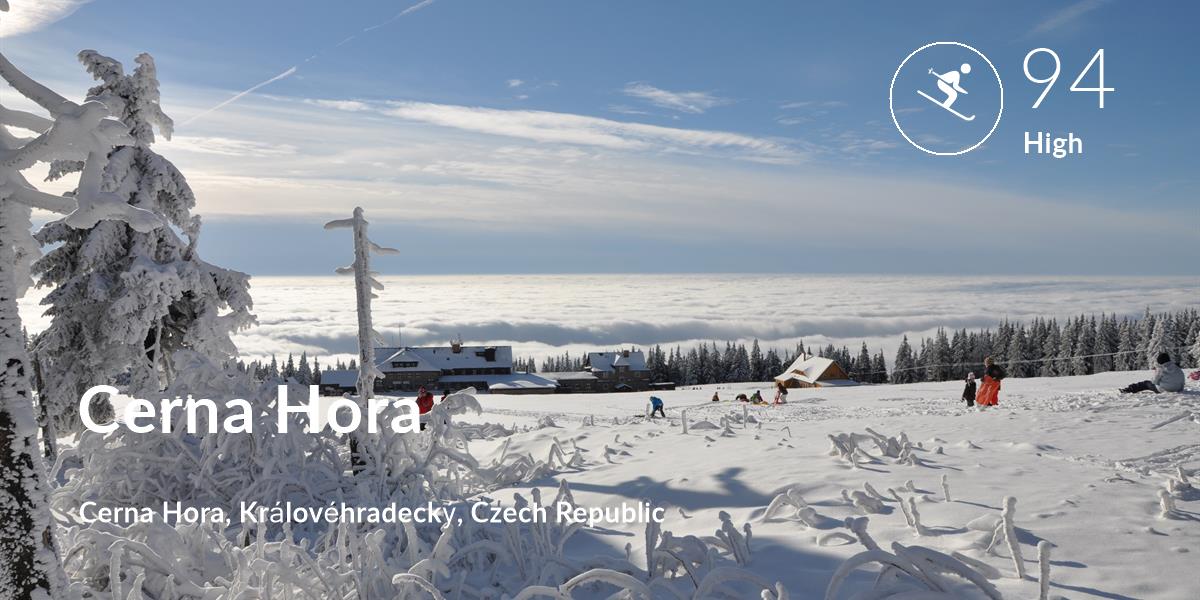 Skiing comfort level is 94 in Cerna Hora